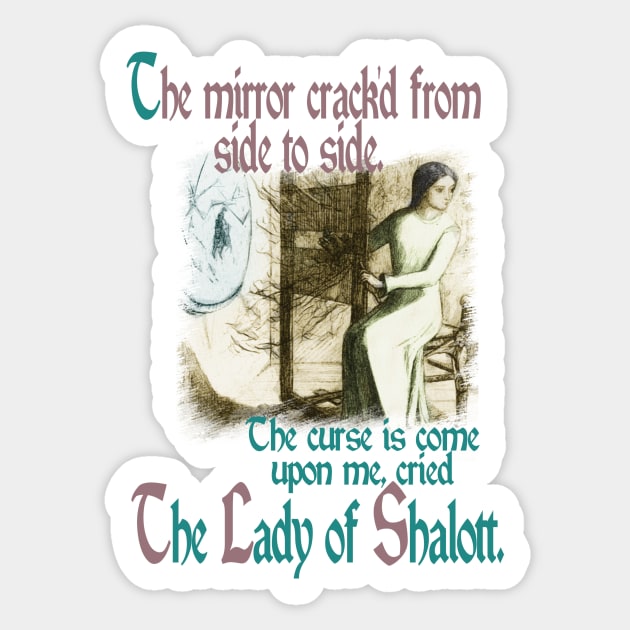 The Mirror Cracked - The Lady Of Shalott Sticker by The Blue Box